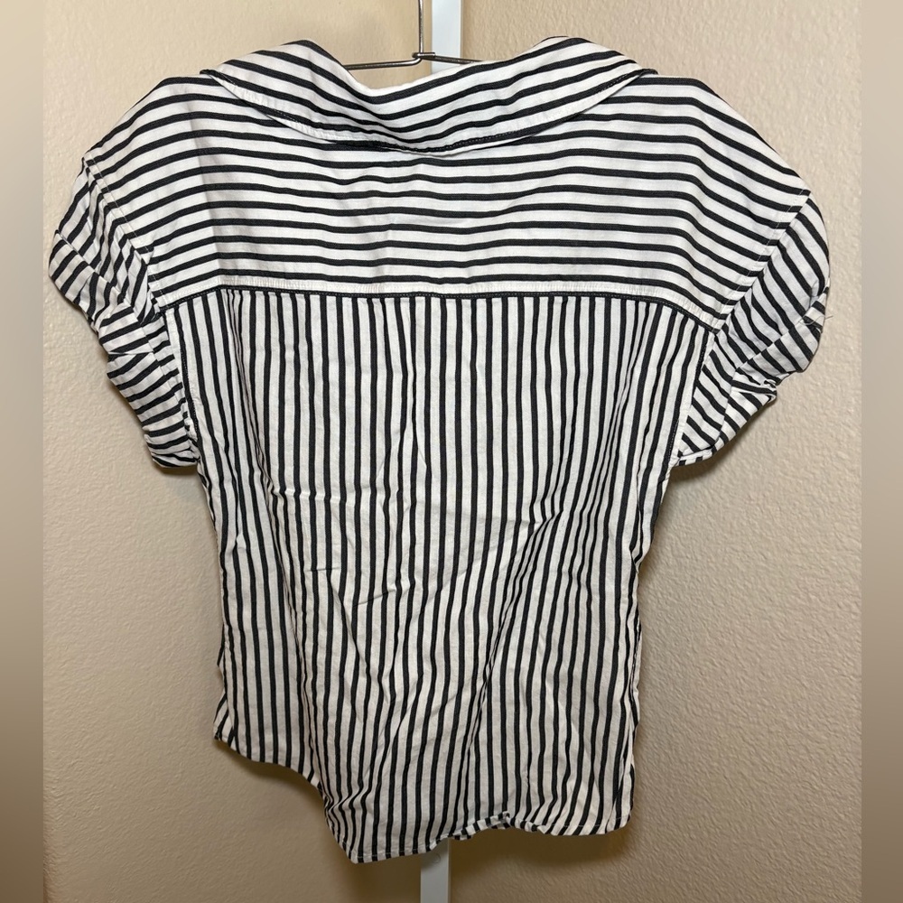 NWOT - Frame Stripe Roll Sleeve Shirt in Noir Multi - Size S - Picture 6 of 6